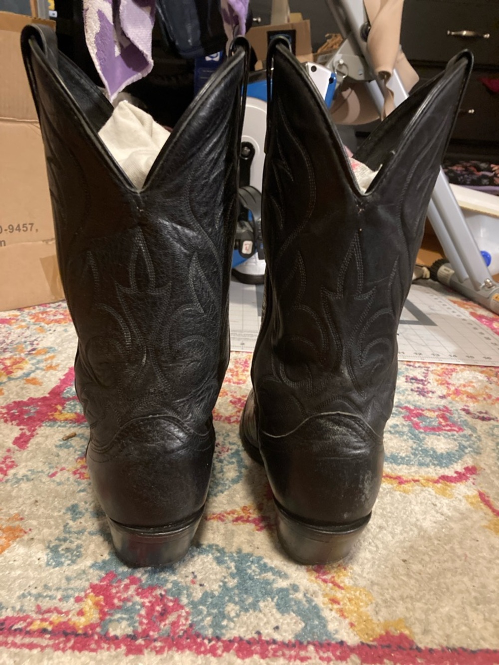 Vintage Laredo Mens Black Leather Western Cowboy Boots Size 8.5 - Picture 3 of 12